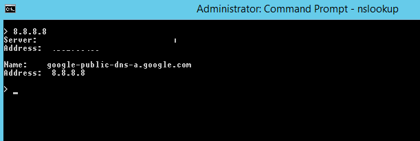 nslookup show dns server