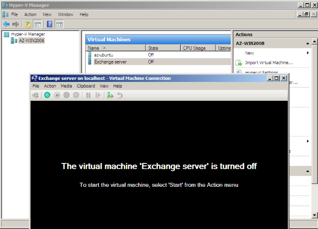 Hyper-V Manager. Virtual Machine Connection