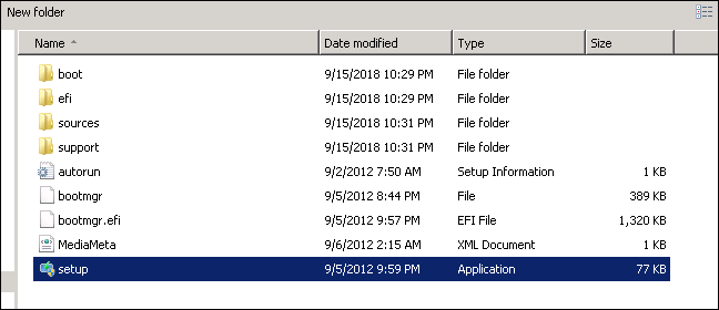 显示 setup.exe 文件的 Windows 资源管理器