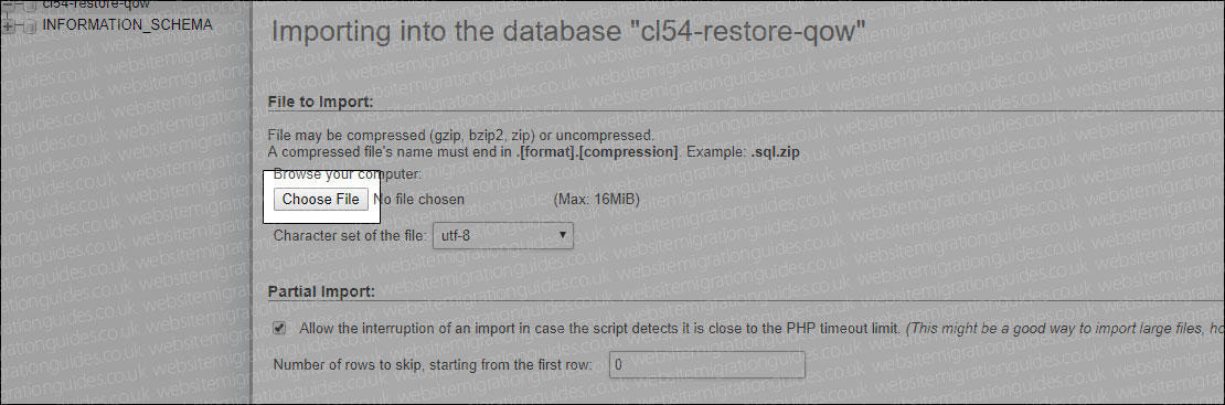 PHP My Admin 还原